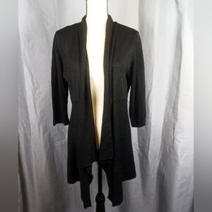 New York & Company black and silver open front cardigan, size XL